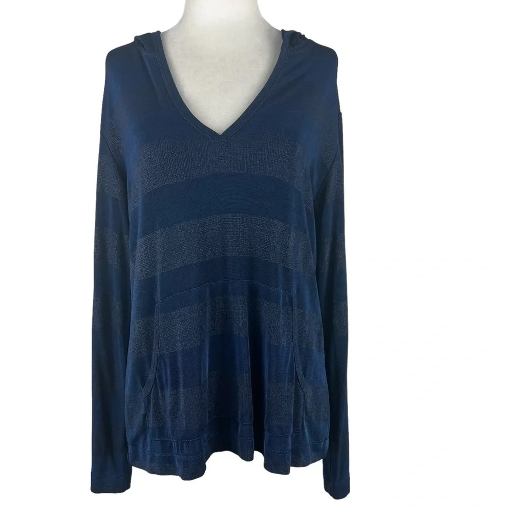 CHICO'S TRAVELERS HOODED PULLOVER V-NECK - Picture 1 of 11